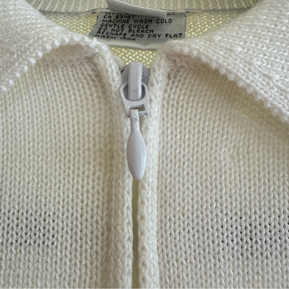 Talbots Petites White Zip-Up Sweater - Picture 3 of 7